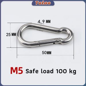 Talao Snap Hook 304 Stainless Steel Carabiner metal Hook Spring Outdoors Sport Clip M5 M6