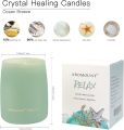 Ocean Breeze Scented Candle with Crystal Inside, Healing Aquamarine Crystal Candle with Sea Star & Conch Decors, 10oz Soy Wax 55 Hours Long Lasting Burn, Perfect Spiritual Aromatherapy Gift. 