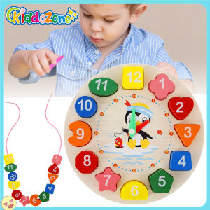 KiddoZone Wooden Clock Shape Sorting Learning Puzzle Toy for Children - Early Educational Teaching Aid for Kids to Learn Time