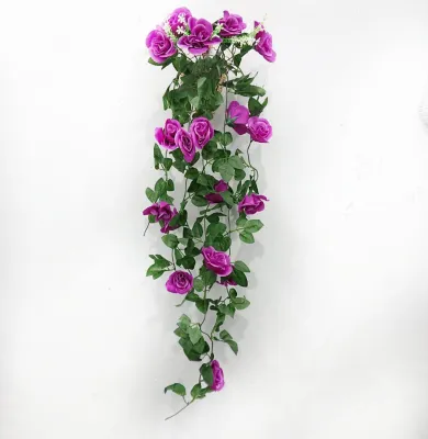 Azgalery PBP93 / Tanaman Hias Rambat Mawar Daun Gantung Artificial Hanging Rose Flower Ornamen Hiasan Juntai Dekorasi Ruangan Dinding Outdoor Indoor Plastik Buatan / COD