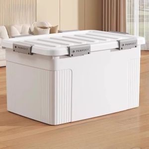 FFBH Plastic Clothes Storage With Wheeled Large Capacity Simple Storage Case Toy Shoes Organizer Boxes Home Bedroom Organization 8K3Q7