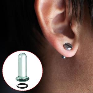 Ear Stretching Set Glass Plugs Gauges with O Rings Single Flare Expander for Body Piercing Women and Men
