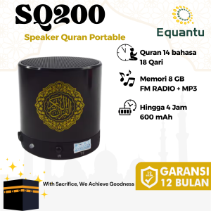 Equantu SQ200 Speaker Quran Bluetooth Remote 18 Qari 14 Bahasa Terjemahan FM MP3 dan Jam Azan