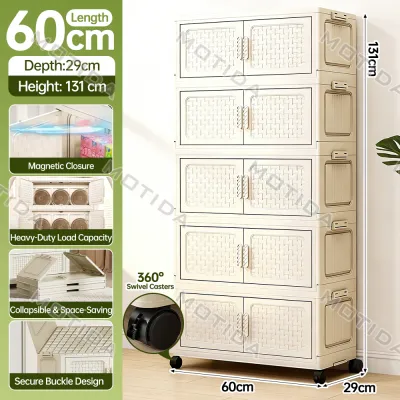 【24 Hours Shipped】Transparent Storage cabinet Lockers With Wheels Clothing storage box cabinet Kitchen storage cabinet Toy storage cabinet Enclosed storage cabinet Dust proof storage cabinet