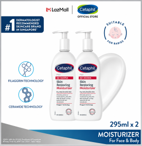 Cetaphil PRO AD Derma Skin Restoring Moisturizer 295ml Twin Pack for Eczema Prone Skin [Soothes Dry Itchy Irritated Skin]