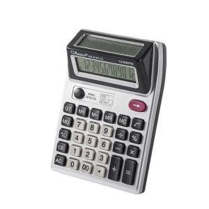 INNEED Large Screen Display 12 Digits Calculator with UV Light Dual Screen Mechanical Calculator Student Calculator for Counterfeit Banknote Detection