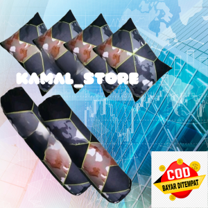 1SET Sarung Bantal 4 dan Sarung Guling 2 Motif Kotak Bahan Halus Tidak Luntur motif bunga karakter