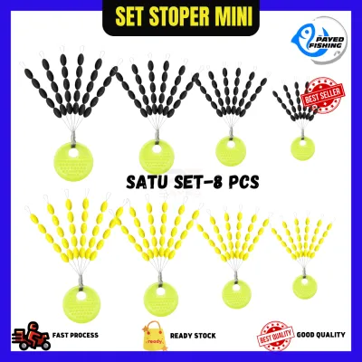 (240 Biji) Mini Soft Bean Stopper 4 Saiz Berbeza Space Line Pancing untuk Menahan Batu Pelampung Matakail Tanpa Ikat