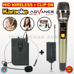 Mic Wireless Dapat Clip On Fitur Canggih Advance 501 Microphone Outdoor Tanpa Kabel TOKO SINAR AUDIO
