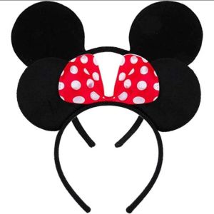 [SG]Classic Disney Charm Mickey and Minnie Mouse Ears Fun & Whimsy - Black with Red Polka Dot Bow Headband for Pretend Play and Costumes