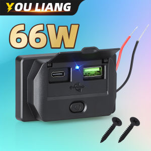 66W Cars Accessories Charger Fast Charging 12V 24V Surface Mount Power Socket Marine Motorcycle Truck Boat With Swith QC PD USB