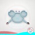 Akio Baby Kiara Crab Design Silicone Suction Plate with Spoon and Fork. 