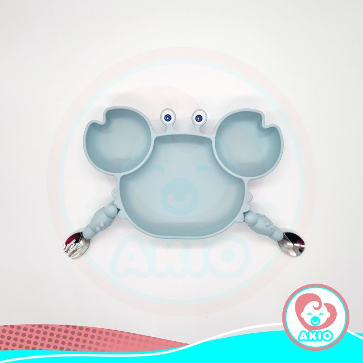Akio%20Baby%20Kiara%20Crab%20Design%20Silicone%20Suction%20Plate%20with%20Spoon%20and%20Fork%20-%20Image%206