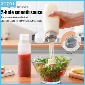 ZTOYL 1Pc 350 175ml 5 Hole Condiment Squeeze Bottles Ketchup Mustard Squeeze Bottle Sauces Dispenser Storage Jar Kitchen Supplies
