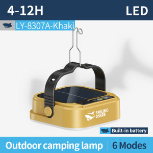 SMILING SHARK LY8307 LED Camping Light 6Mode White Warm Light Solar Energy Type-c Rechargeable Camping Lamp Waterproof Outdoor Camping Lighting