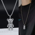 BAC Full Diamond Bear Pendant Cool Wind Women's Necklace. 