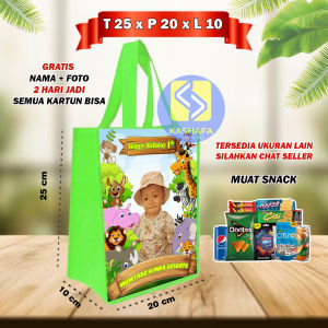 (20 PCS) Tas Ultah Pake foto Anak free design/ tas Ulang Tahun Pake Foto Anak / Goodie bag ulang tahun anak cewek cowok karakter termurah dan terlaris / Tas ulang tahun custom nama dan foto anak / Souvenir ultah free design