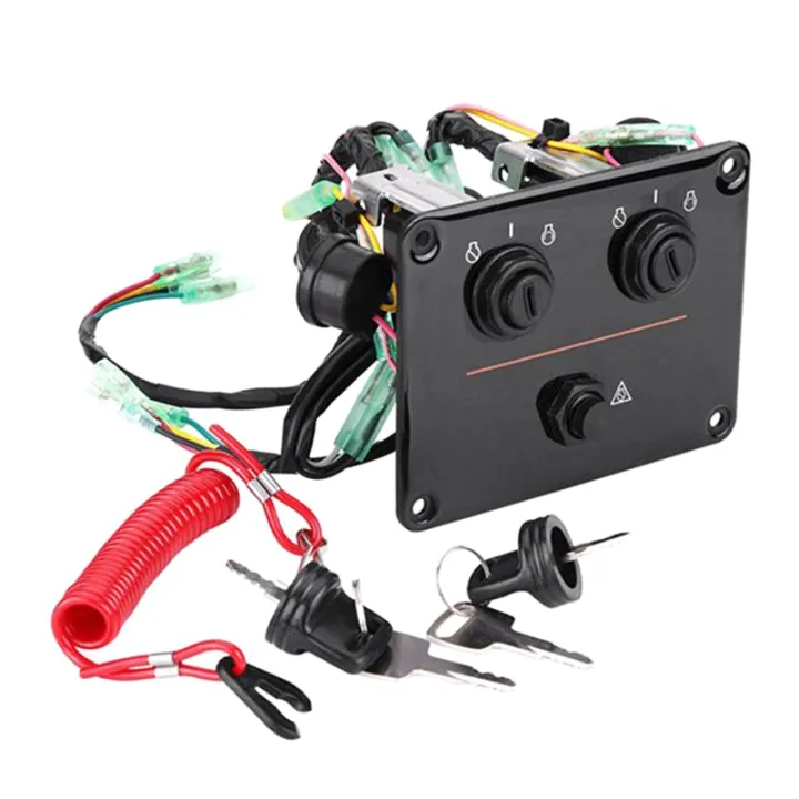 [LLK MALL]Dual Key Switch Panel for Outboard Engine 12V Dual Engine Key ...