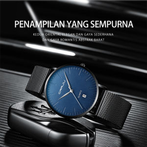 CRRJU Jam Tangan Pria Tahan Air Kuarsa Ultra Tipis Tanggal Jam Tangan Kasual Sederhana Biru 5027