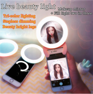 C-SAW LED Ring Light Flash Universal Selfie Portable Mobile Phone 36 LEDS Selfie Lamp Luminous Ring Clip With USB Charge Cable For iPhone 12 Pro max oppo A5S/A3S OPPO Y12/Y17/15 Samsung A5/A9 2020 HUAWEI Mobile Phone