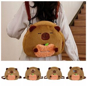 JACOOEQU Plush Capyabra Backpack Soft Stuffed Capyabra Plush Bag Schoolbag Lightweight Cartoon Doll Bag Kids