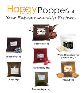 HAPPYPOPPER White Chocolate Strawberry Pandan sri Kaya Peanut Paste Sauce Jam Spread Filling Oreo Coffee Durian Tiramisu 1kg Topping 1 kg