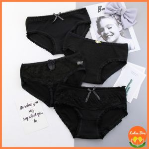 Set 4 quần lót ren cotton màu đen mẫu 2