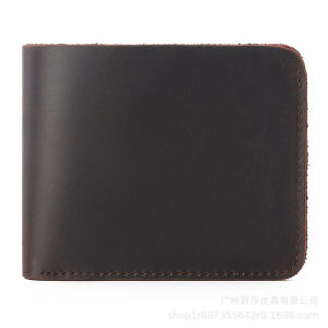 AE Mens Wallet Vintage Genuine Leather Crazy Horse Cowhide Simple Horizontal Wallet Factory Direct ·
