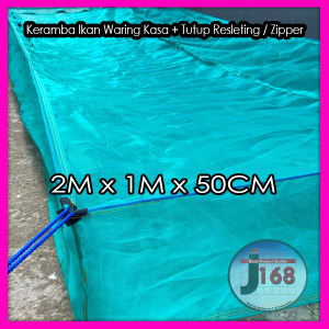 J2150 - Keramba ikan premium dengan tutup zipper / resleting untuk benih ikan ukuran 2x1x50