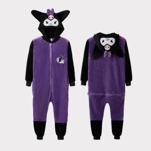 Christmas gifts Halloween Kuromi Autumn and Winter Childrens Cartoon Sweet Pajamas Sanrio Kawaii Anime Fashionable Home Clothes Thickened Warm Jumpsuit