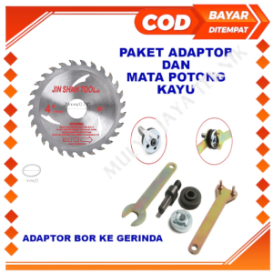 Paket Adaptor Bor Ke Gerinda Mata Gerinda Potong Kayu Circular Saw 4 Inch