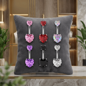 GENENIC Internal Thread Belly Button Rings Heart Stainless Steel Body Jewelry Fashion Silver Navel Rings Women