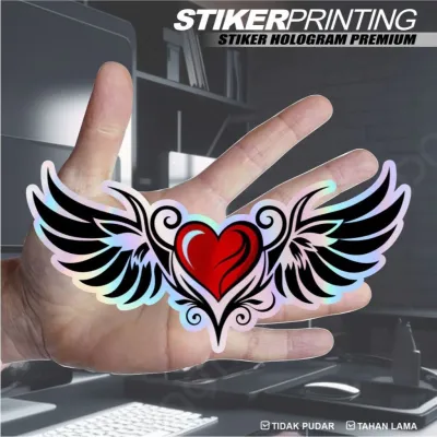 Stiker Printing Sticker Sayap Love Hologram Premium