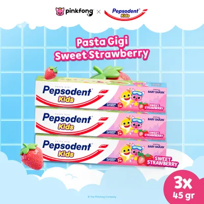 Pepsodent Kids Strawberry Toothpaste Pasta Gigi Anak 45gr x3