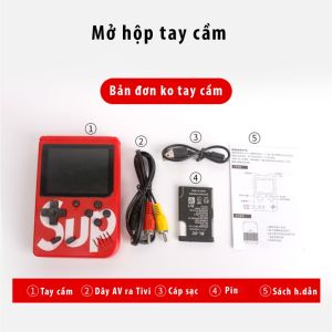 Máy chơi game cầm tay Sup 400 game máy chơi game 2 người chơi cầm tay kết nối tivi kèm tay cầm chơi game 2 người máy điện tử 4 nút 400 trò chơi cổ điển bảo hành 6 tháng lỗi 1 đổi 1