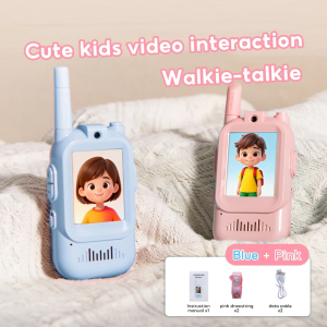 Kiumo 2 pek walkie talkie kids ideo 400m untuk kanak-kanak pegang tangan video dengan skrin untuk perm