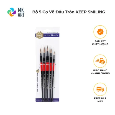 Bộ 5 cọ vẽ đầu nhọn cơ bản Keep Smiling - Cọ vẽ Màu nước Màu Acrylic