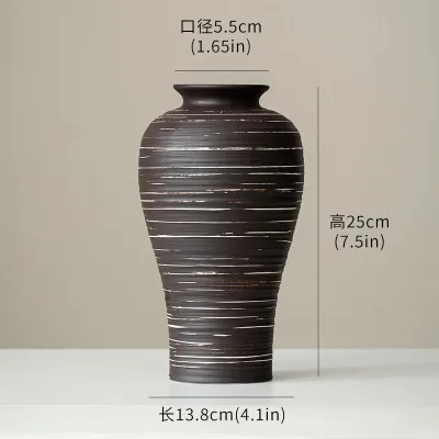 Povasa Nordic Style Ceramic Vase Home Decoration Living Room Dining Table Sample Room Flower Arrangement Ornament Handcrafted Brushed Vintage Vase