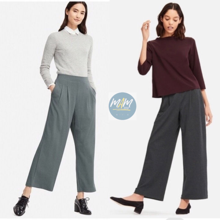 ยู นิ โคล่ กางเกงขากว้าง Punch Tuck Wide ผ้านุ่มใส่สบาย สภาพเหมือนใหม่ ...