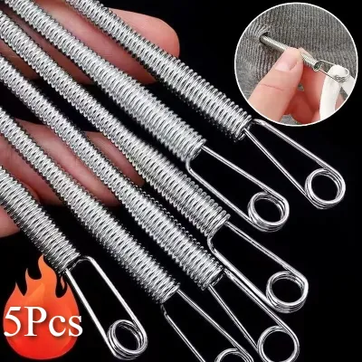 5Pcs Rope Threading Tool Bendable Spring Drawstring Threader Clip Drawstring Thread Multi Functional DIY Sewing Accessories