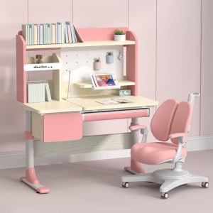 Children Study Table Ergonomic Sitting Height Adjustable Learning Desk And Chair Solid Wood Desk Writing School Desk and Chair with Tilt Desktop Desk Chair