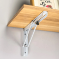 Folding Shelf Stainless Steel Bracket - Collapsible Shelf Bracket for Triangle Table Bench, Wall Shelf Hinges Wall Mounted Shelves Space Saving DIY Bracket. 