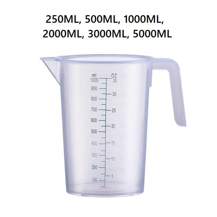 5000300020001000500250ml Measuring Jug Plastic Volume Cup Baking Cooking Flour Sugar Water 1239