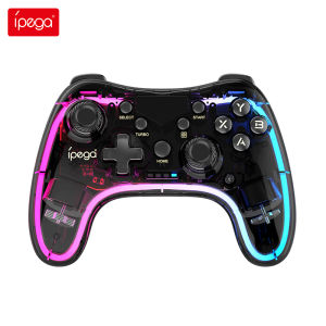 IPEGA สีน้ำเงินแปรงเกมควบคุม PG-9228 RGB มีสีสันโปร่งใสจอยเกมสำหรับ Nintendo สวิตช์เกม MFi สมาร์ทโฟนแอนดรอยด์ IOS