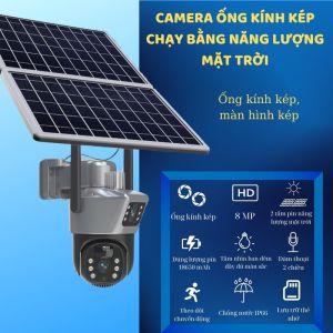 Camera PTZ sim 4G 2 mắt 2 PIN Năng Lượng Mặt Trời ngoài trời