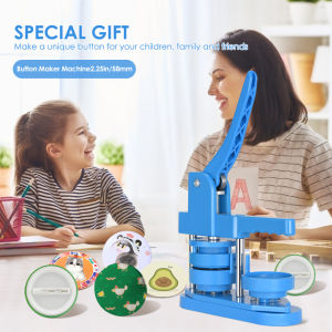 58mm Button Maker Machine Kit Installation-Free DIY Badge Press Set with 100 Button Parts Circle Cutter 100 Pictures Magic Book