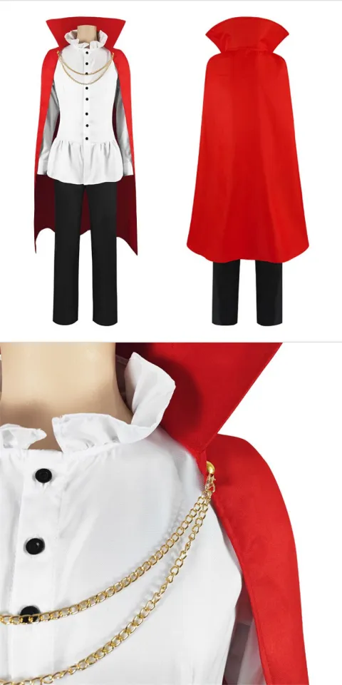 Sanji Cosplay Costume Shirt Long Pants Cloak Set Fantasy Red