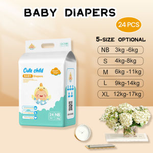 Cute Child 24/48PCS Baby Diapers Pants NB S M L XLUltra Thin Soft and Breathable Baby TAPE Diaper