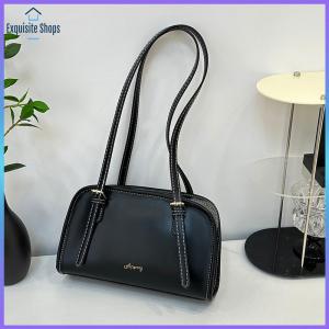 Ladies Casual Shoulder Bag Solid Color All-Match Underarm Bag PU Leather Retro Shoulder Bag Female Travel Commute Bag