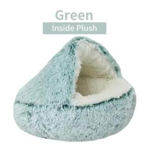 Lovinland Pet Winter Plush Cat Bed Round Cat Cushion Cat House 2 In 1 Warm Cats Basket Pet Dog Puppy Sleep Bag Kitten Shell Nest Kennel for Small Medium Dog Cats